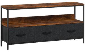 HOMCOM Mobile TV, mobile per televisore fino a 140 cm con 3 cassetti e piedini in acciaio 120 x 29 x 56 cm marrone rustico | Aosom Italy