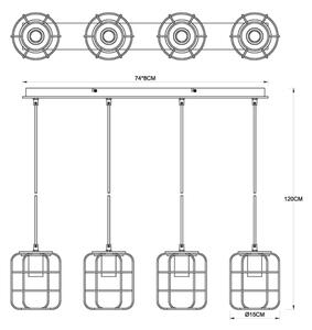 Globo 54037-4H - Lampadario a sospensione WILLA su cavo 4xE27/40W/230V