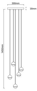 Open Design OR85518 - Lampadario LED a cavo BOLICINA 5xLED/5W/230V oro/nero