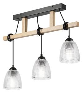 Lampadario a sospensione con cavo LEANDRA 3xE27/15W/230V rovere/nero