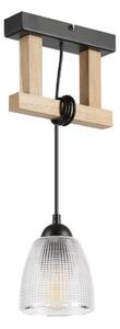 Lampadario a sospensione con cavo LEANDRA 1xE27/15W/230V rovere/nero