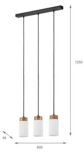 Lampadario sospeso su cavo MARKUS 3xE27/15W/230V nero/rovere