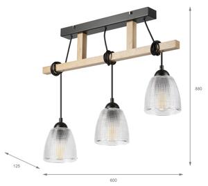 Lampadario a sospensione con cavo LEANDRA 3xE27/15W/230V rovere/nero