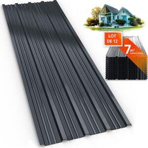 GARDEBRUK 12x Lastre per Coperture 129x46cm 7m² Zincate Lamiere Tettoia Capanno Attrezzi Antracite