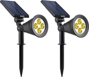Faretti solari a LED Spiky, set da 2, 200 lumen, bianco caldo, impermeabili, 34 cm