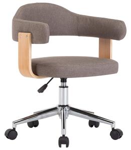 The Living Store Sedia da ufficio girevole in legno curvato e tessuto taupe