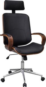 The Living Store sedia da ufficio girevole con poggiatesta in Similcuoio bentwood