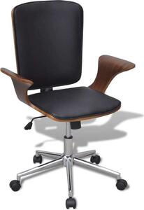 VidaXL Sedia da ufficio girevole in legno curvo con rivestimento in Pelle finta - Sedia da ufficio - Sedie da ufficio - Sedia girevole - Sedie girevoli