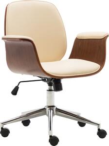 The Living Store sedia da ufficio in legno curvato e Pelle finta color crema