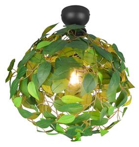 Reality Leuchten Plafoniera Leavy, nero/verde, Ø 38 cm, E27, a 1 luce