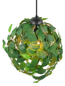 Reality Leuchten Lampada a sospensione Leavy, nero/verde, Ø 38 cm, a 1 luce, E27