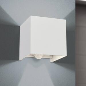 ORION Applique da esterno a LED Cube-S, bianco, metallo, rilevatore di movimento