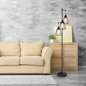 Costway Lampada da terra industriale con 3 luci, Lampada di metallo 170 cm con 3 paralumi sospesi
