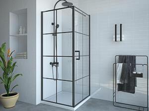 Porta per doccia fissa con porta a battente serigrafata 80 x 80 x 190 cm Nera opaca - CAPARICA