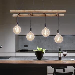 Lampada a sospensione, design a scala, naturale, eucalipto, L 120 cm