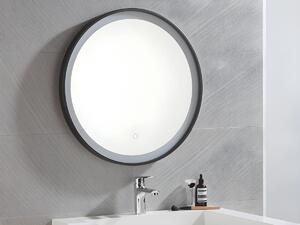 Specchio per bagno luminoso tondo a LED Nero - L60 x H60 cm - NUMEA