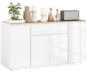 HOMCOM Credenza da Cucina Moderna con Cassetto e 3 Armadietti con Ripiani Regolabili, 140x40x75 cm, Bianco