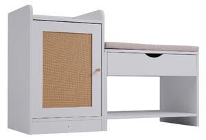 Panchina Portascarpe con Ampio Spazio per Riporre, Seduta Confortevole e Specchio Integrato - 100x38x62,5 cm, Bianco