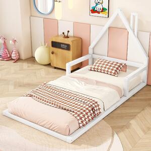Letto per bambini a forma di casa,senza materasso,90x200 cm, Bianco