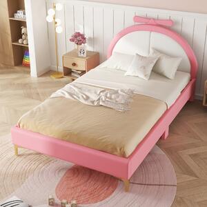 Letto con testiera comfort, senza materasso, senza materasso,140×200 cm, Rosa