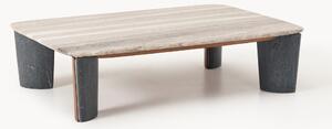 Tavolino da salotto in marmo e legno di acacia Muno, larg. 120 cm