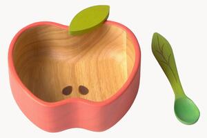 Set ciotola e cucchiaio fatti a mano Pepa the Apple 2 pz