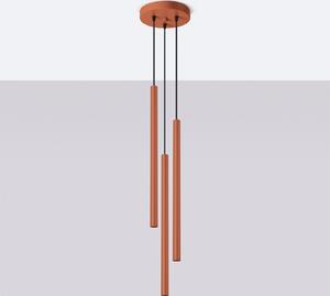 Lampada a sospensione PASTELO 3P rosso ocra 3xG9 8W acciaio 104x19.5x19.5cm Sollux Lighting