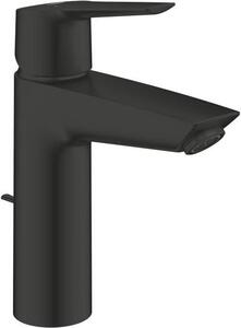 Miscelatore lavabo, GROHE Start, nero opaco, misura M, bocca media, risparmio idrico, con gruppo di scarico a tirante