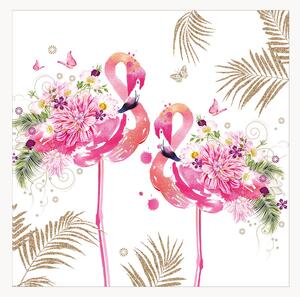 Set di 40 tovaglioli di carta Floral Flamingos