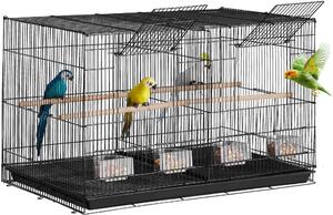 Gabbia per pappagallini - 760x465x465mm - Gabbia nera per uccelli - Alloggio per uccelli di alta qualità - Gabbia confortevole per animali domestici