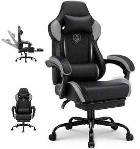 GTPLAYER Sedia da gaming, sedia da ufficio con poggiapiedi, sedia gamer ergonomica con braccioli integrati, sedia da scrivania regolabile in altezza