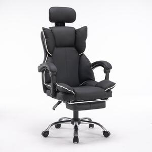 Sedia da ufficio LEON, poltrona da ufficio ergonomica girevole, struttura in acciaio rinforzato, seduta regolabile in altezza, rivestimento nero, per ufficio e home office