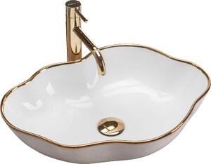 Lavabo Da Appoggio Rea Pearl White Gold