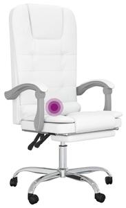 VidaXL Sedia da ufficio con funzione massaggio in Pelle finta bianca