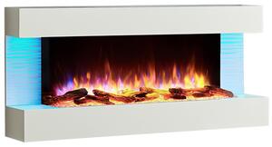 Camino elettrico da parete BALDERIA Helia – Potenza termica fino a 2000 W, effetto fiamma 3D, bianco