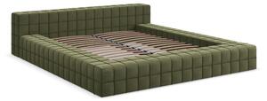 Letto matrimoniale imbottito verde con griglia 160x200 cm Akela - Makamii