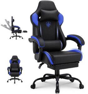 GTPLAYER Sedia da gaming, sedia da ufficio con poggiapiedi, sedia gamer ergonomica con braccioli integrati, sedia da scrivania regolabile in altezza