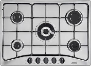 De Longhi YAF 57 ASV Piano Cottura 5 Fuochi a Gas 70 cm (1 Bruciatore Tripla Corona) colore Inox