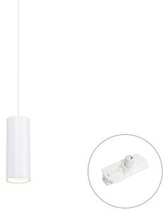 Lampada a sospensione di design bianca con adattatore per binario monofase - Iconic Tubo
