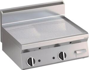 Piastra per grill a gas KBS, superficie liscia cromata, 595 x 555 mm, 2 zone di riscaldamento, modello da tavolo