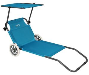 Lettino da Spiaggia con Ruote Pieghevole