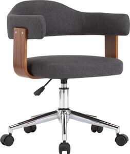 The Living Store Sedia da ufficio girevole in legno curvato e tessuto grigio