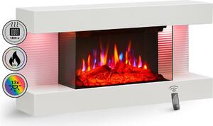 Camino elettrico da parete BALDERIA Ida – Potenza termica fino a 1800 W, effetto fiamma 3D, bianco