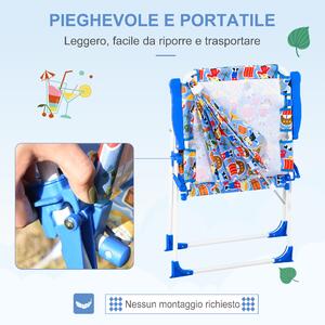 Outsunny Sedia Pieghevole per Bambini con Ombrello Parasole per Giardino Spiaggia Campeggio, 44.5x43x64.5cm
