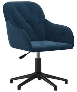 Sedia Girevole da Ufficio Blu in Velluto