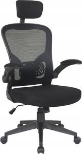Sedia da ufficio ALEX, sedia girevole ergonomica, schienale in rete, comodi braccioli, robusta base cromata, nera, per l'ufficio e l'home office
