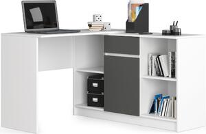 Akord Scrivania Angolare Con Mobiletto Bianco/Grigio 120X126X79 Cm