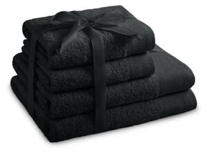 Set di asciugamani per viso e corpo tipo terry neri in cotone 4 pz Amari – Restilo