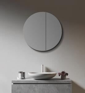 Specchio da bagno TALOS rotondo Ø 60 cm - Specchio da bagno con corpo in alluminio di alta qualità - Specchio da bagno con due ripiani in vetro