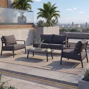 Set da giardino in alluminio HWC-P79, set lounge divano salotto giardino, tessuto/textile olefina 210 g/m² ~ grigio scuro